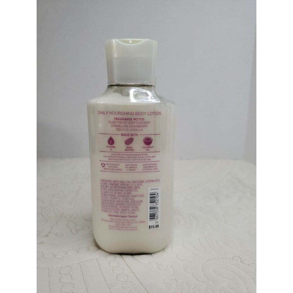Bath and Body works WINTERBERRY WONDER Body LOTION cream Shea Vitamin E 8oz - Picture 2 of 2